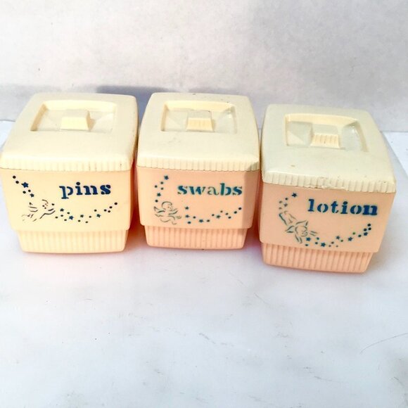 Clarolyte Vintage Bathroom Decor 1960 Lotion Swabs Containers VTG Shabby Chic - Picture 3 of 14
